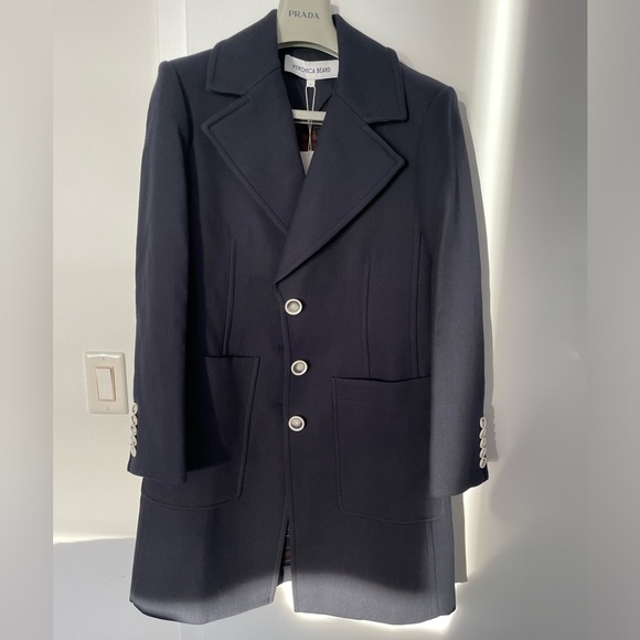 Veronica Beard Grover water repellent cotton dickey coat navy multi NWT - Picture 7 of 11